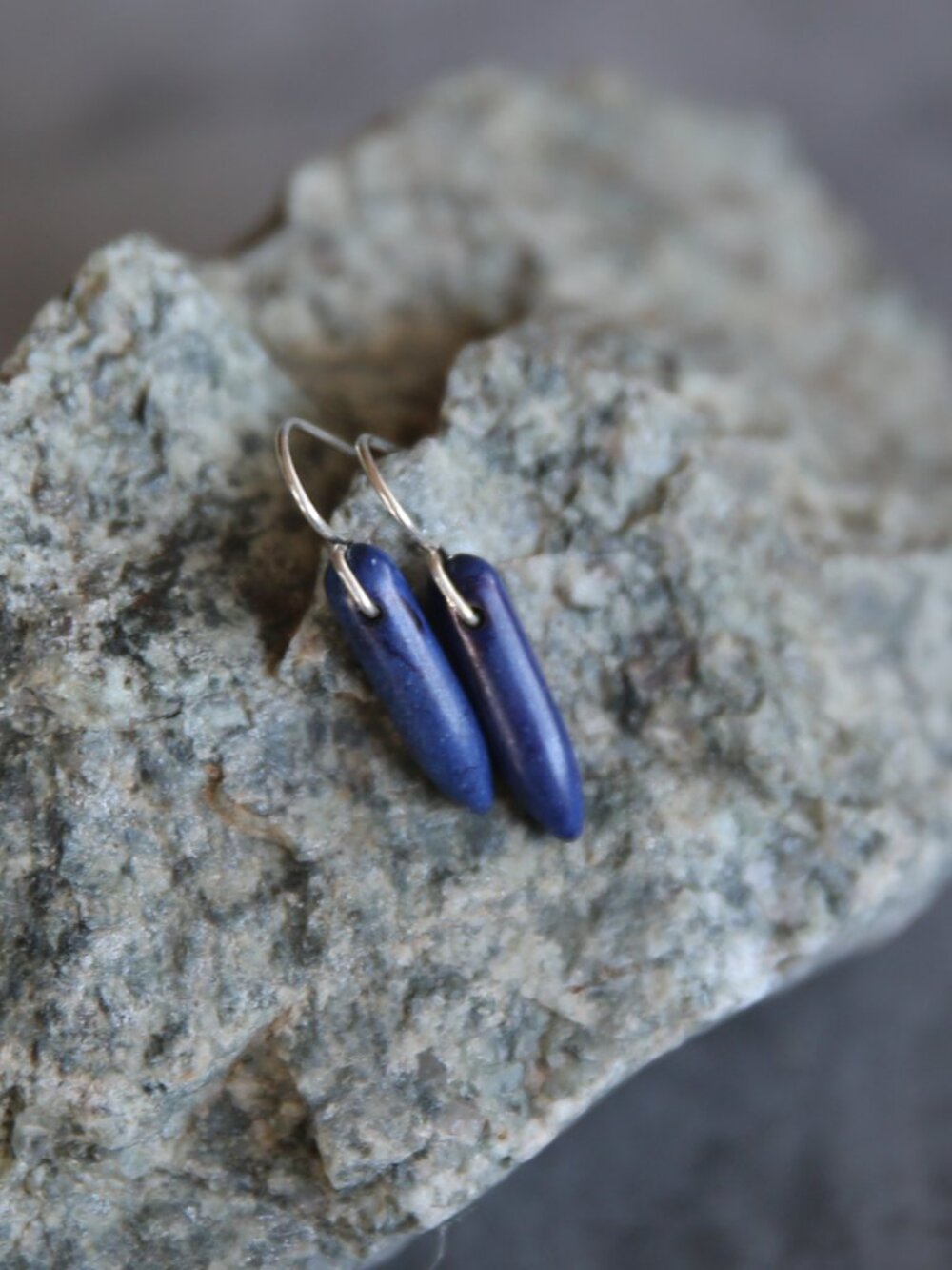 Small Lapis Colored Blue Howlite Bullet Earrings